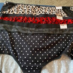 NWT Lane Bryant Cacique Panties leopard polka dot red black pink 22 24 3X